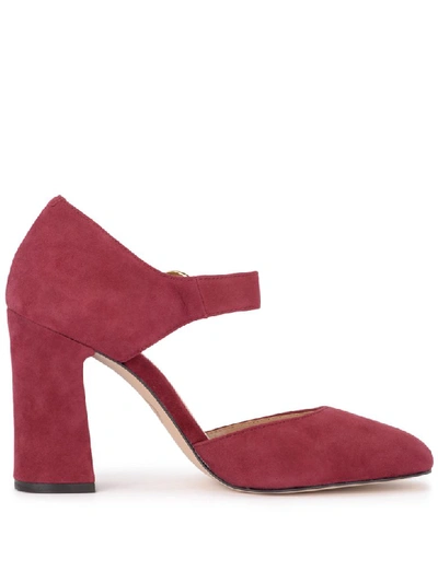 Shop Michael Kors Alana Mulberry Suede Heeled Sandal. In Rosso