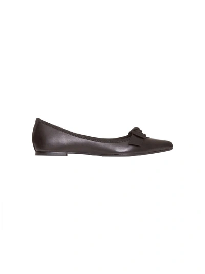 Shop Anna Baiguera Bow-detail Pointed Ballerinas In Nero