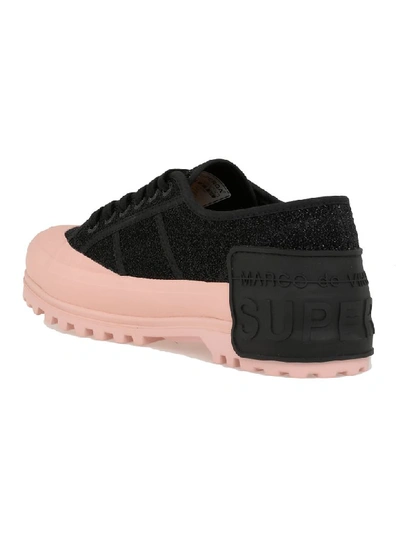 Shop Marco De Vincenzo Glittered Sneaker In Black+rose