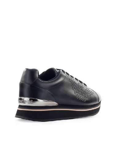 Shop Emporio Armani Black Silver Sneaker In Black / Silver (black)