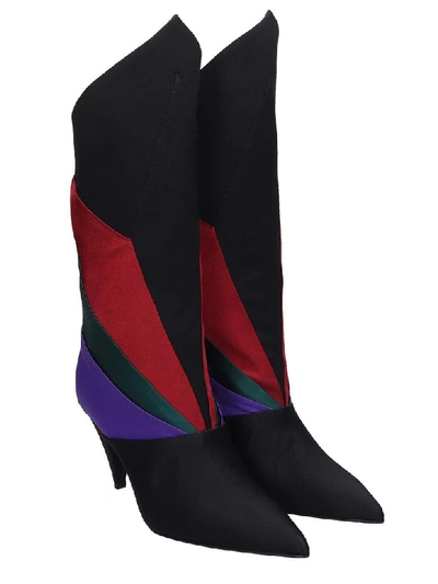 Shop Marc Ellis High Heels Boots In Black Satin