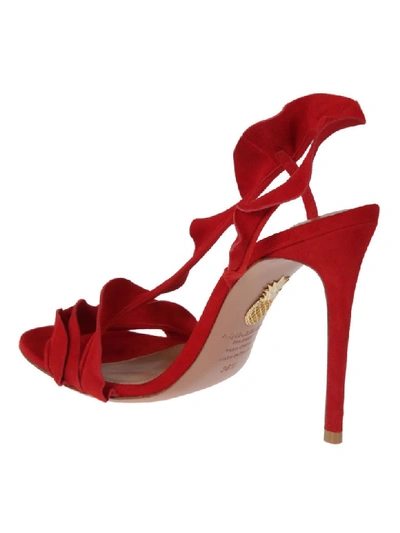 Shop Aquazzura Ruffle Sandals In Lipstick