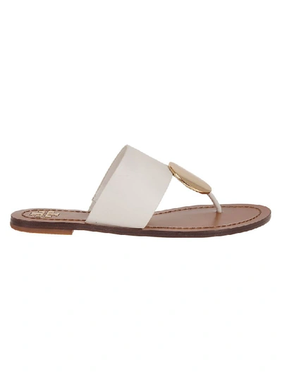 Shop Tory Burch Patos Disk Flat Sandals In Ivory Gold