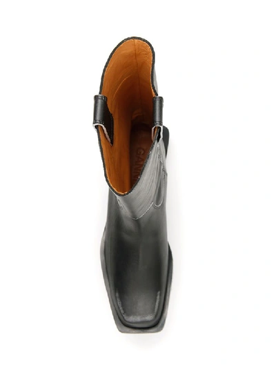 Shop Ganni Calfskin Boots In Black (grey)