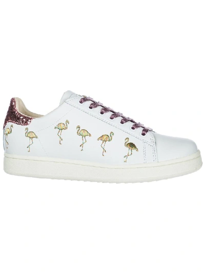 Shop Moa Master Of Arts Victoria Flamingo Sneakers In Bianco