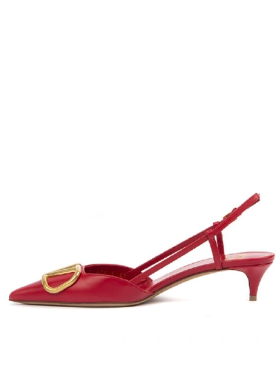 Shop Valentino Vlogo Slingback Red Leather Pump