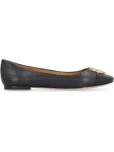 Shop Tory Burch Chelsea Leather Ballet Flats In Black