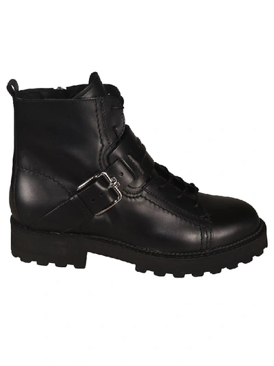 Shop Tod's Ankle Buckle Lace-up Boots In Black