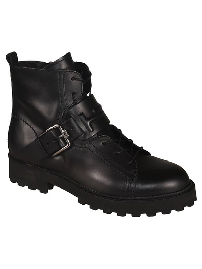 Shop Tod's Ankle Buckle Lace-up Boots In Black