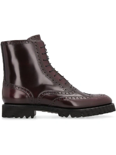 Shop Church's Cammy Leather Brogue Shoes In Burgundy