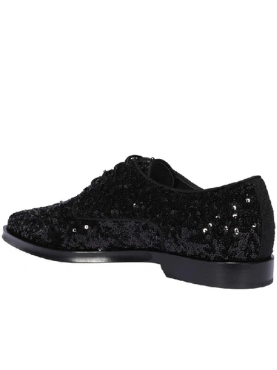 Shop Dolce & Gabbana Derby Laced Up Shoes With Paillettes In Black