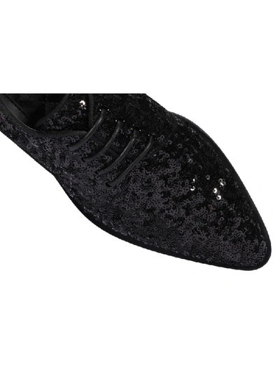 Shop Dolce & Gabbana Derby Laced Up Shoes With Paillettes In Black