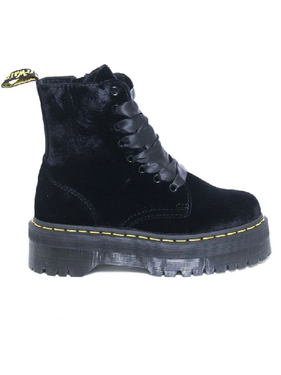 Shop Dr. Martens' Jadon Boots In Black Velvet In Nero