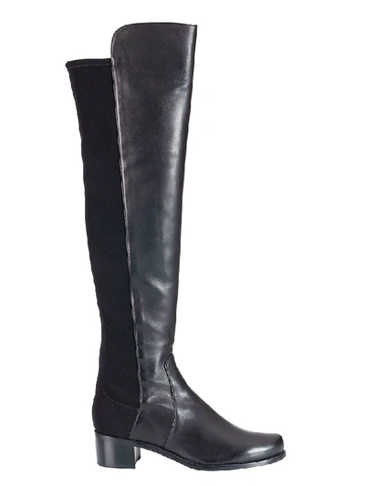 Stuart Weitzman Keelan City Microstretch And Leather Knee Boots In Black