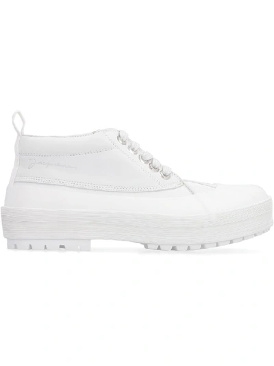 Shop Jacquemus Les Meuniers Leather Lace-up Shoes In White