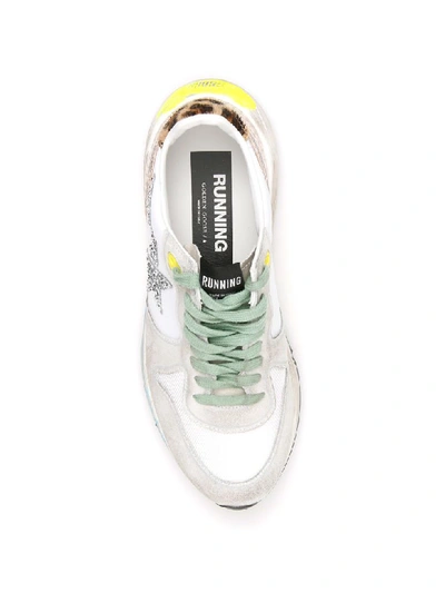 Shop Golden Goose Running Sole Sneakers In Ice Suede Gold Cocco Glitt Star (white)