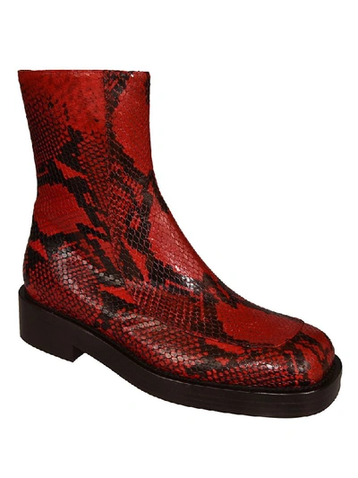 Shop Marni Patterned Ankle Boots In Rosso