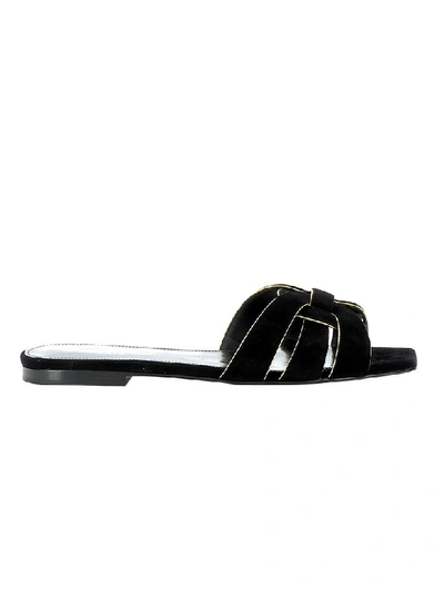 Shop Saint Laurent Black Suede Sandals