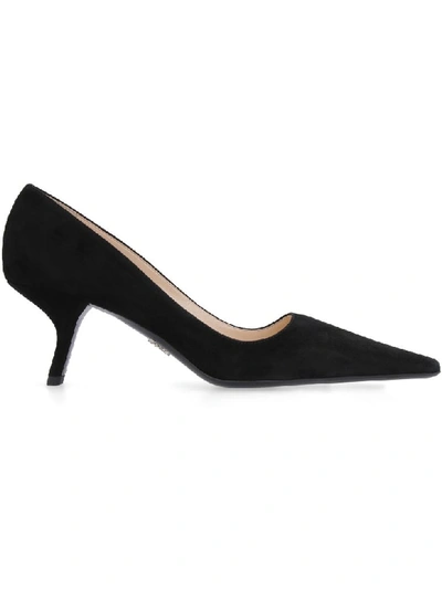 Shop Prada Suede Pointy-toe Pumps In Black