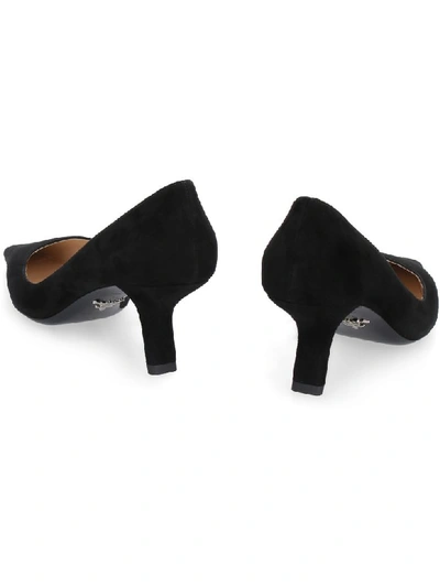 Shop Prada Suede Pointy-toe Pumps In Black