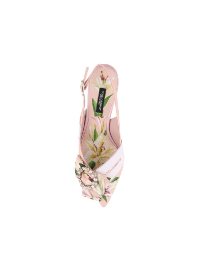 Shop Dolce & Gabbana Sling Back With Lilium Detail In Pink