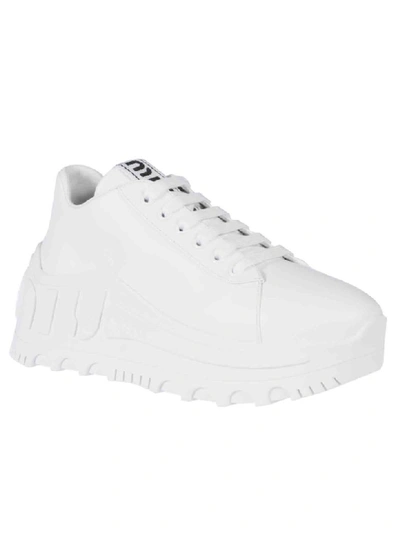 Shop Miu Miu Logo Sneakers In White