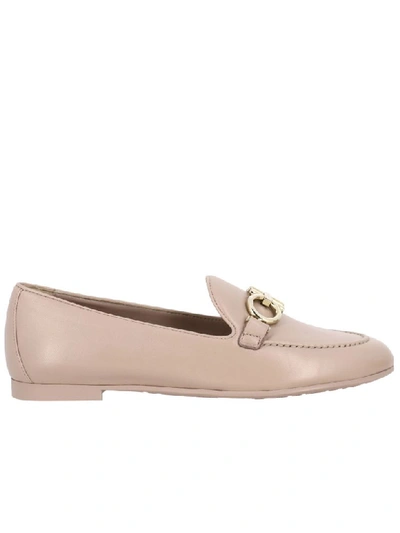 Shop Ferragamo Clover Leather Loafer In Nude