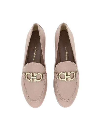 Shop Ferragamo Clover Leather Loafer In Nude