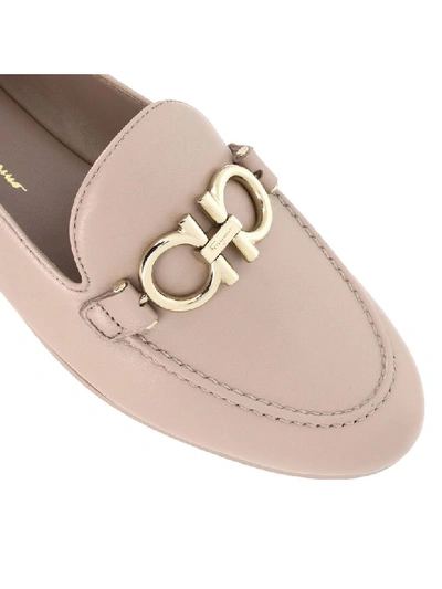 Shop Ferragamo Clover Leather Loafer In Nude