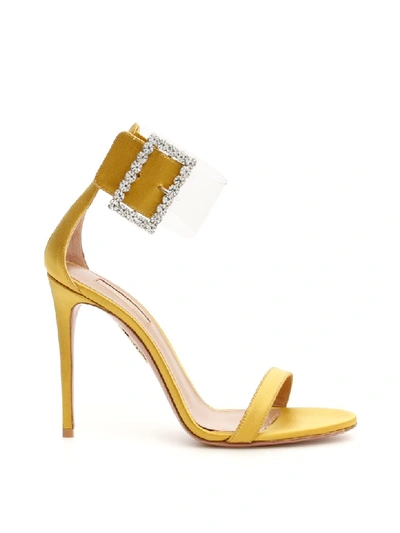 Shop Aquazzura Casablanca Strass Sandals 105 In Ocra (yellow)