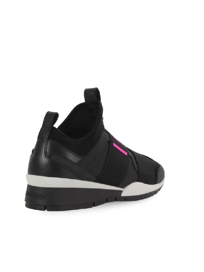 Shop Dsquared2 Black Fuchsia Neoprene Icon Sneaker In Nero / Fucsia (black)
