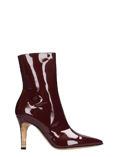 Shop Maison Margiela High Heels Ankle Boots In Bordeaux Patent Leather