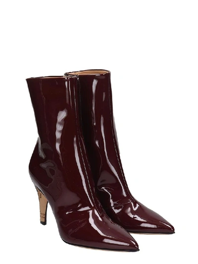 Shop Maison Margiela High Heels Ankle Boots In Bordeaux Patent Leather