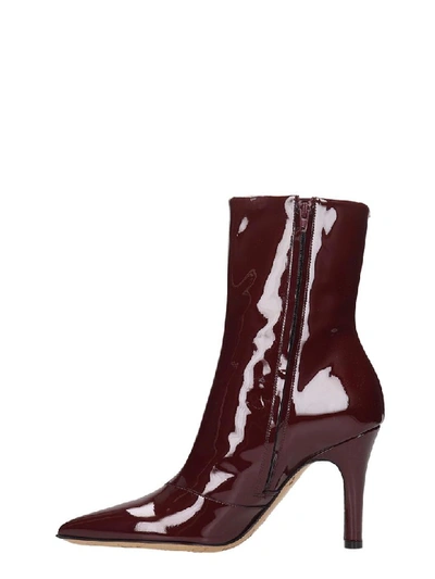 Shop Maison Margiela High Heels Ankle Boots In Bordeaux Patent Leather