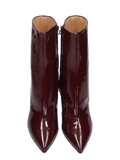 Shop Maison Margiela High Heels Ankle Boots In Bordeaux Patent Leather