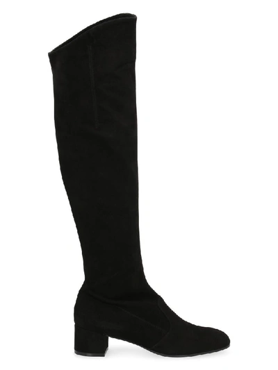Shop L'autre Chose Suede Knee High Boots In Black