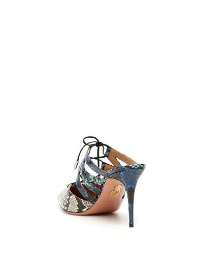 Shop Aquazzura Belgravia Mules In Multicolor (blue)