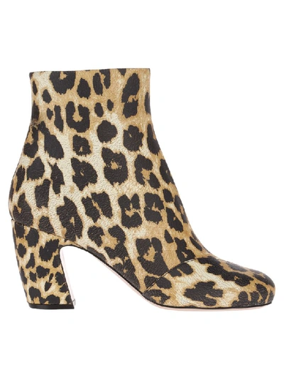 Shop Miu Miu Leopard Print Ankle Boots In Avorio Leo