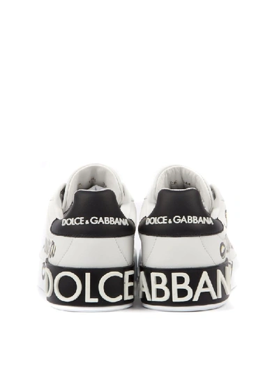 Shop Dolce & Gabbana Portofino Eleganza White Leather Sneaker