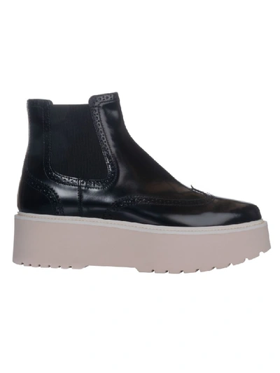 Shop Hogan Chunky Heel Boots In Black/white