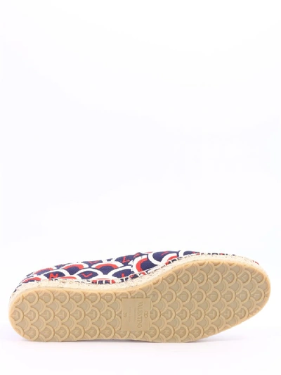 Shop Valentino Espadrilles Scale Motif In Blue/red