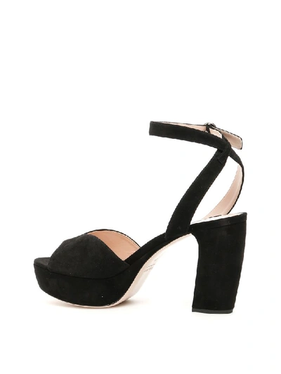Shop Miu Miu Suede Platform Sandals In Nero (black)
