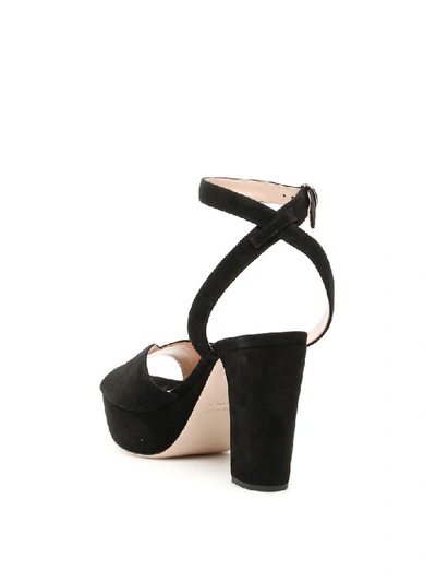 Shop Miu Miu Suede Platform Sandals In Nero (black)