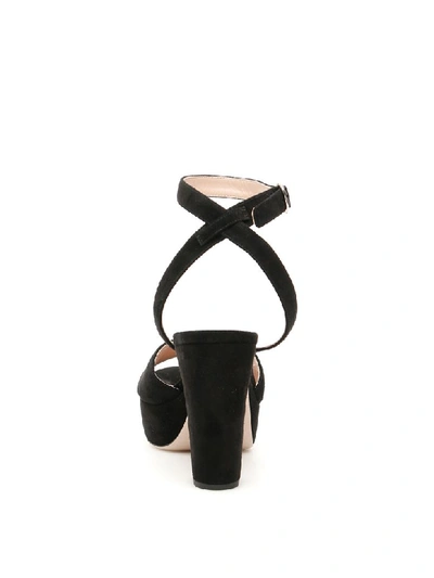 Shop Miu Miu Suede Platform Sandals In Nero (black)