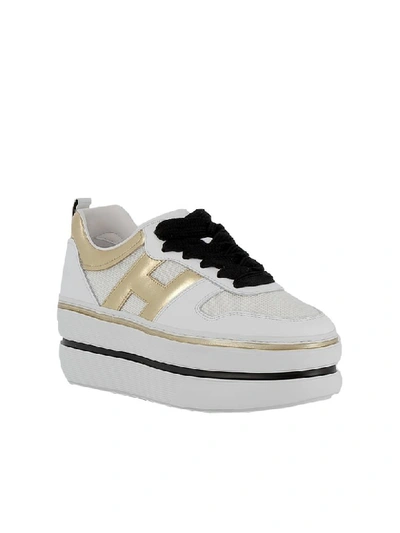 Shop Hogan White/gold Leather Sneakers