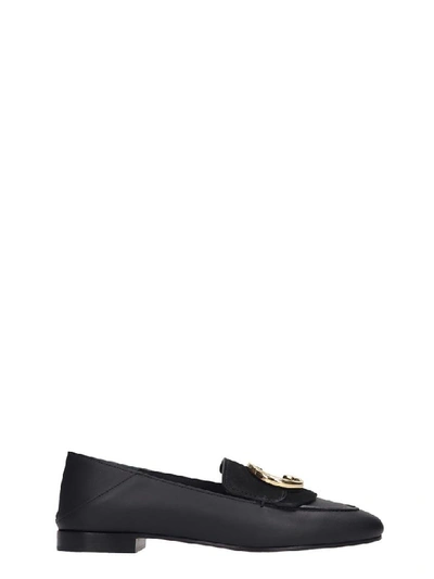 Shop Chloé Moc Chloe Loafers In Black Leather