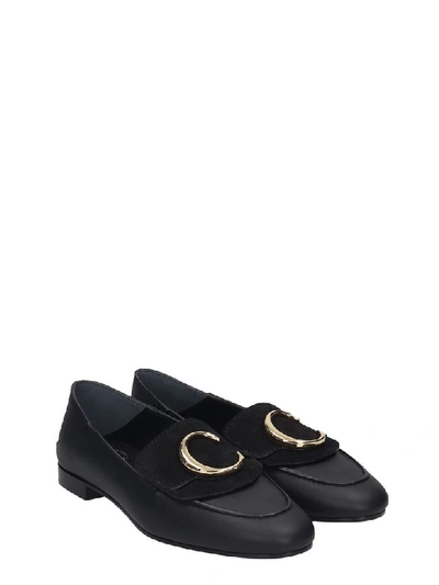 Shop Chloé Moc Chloe Loafers In Black Leather