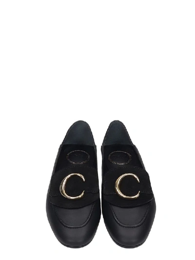 Shop Chloé Moc Chloe Loafers In Black Leather