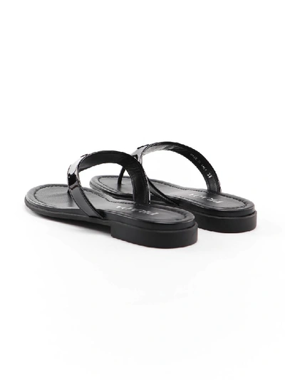 Shop Prada Thong Sandal Patent In Nero