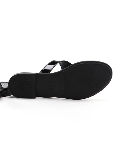 Shop Prada Thong Sandal Patent In Nero